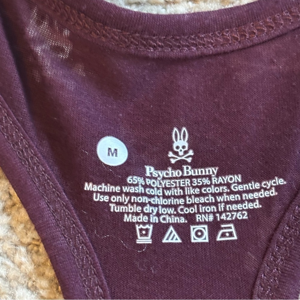 Pyscho Bunny Womens Maroon Tank Top - size M​ - Picture 2 of 5